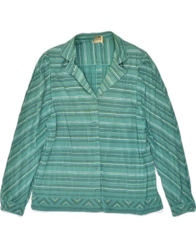LUISA SPAGNOLI Womens Shirt Blouse UK 16 Large Green Striped Viscose Modern Fit Short Sleeve LUISA SPAGNOLI Womens Shirt Blouse UK 16 Large Green Striped Viscose Modern Fit Short Sleeve