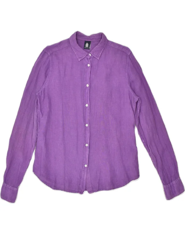 MARINA YACHTING Womens Shirt UK 18 XL Purple Nylon Classic Comfortable Peplum Short Shirt MARINA YACHTING Womens Shirt UK 18 XL Purple Nylon Classic Comfortable Peplum Short Shirt