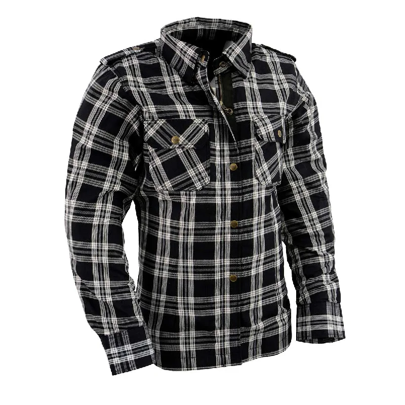 Milwaukee Leather MPL2600 Women’s Plaid Flannel Biker Shirt with CE Approved Armor - Reinforced w/ Aramid Fiber Casual Plain Short Shirt Milwaukee Leather MPL2600 Women’s Plaid Flannel Biker Shirt with CE Approved Armor - Reinforced w/ Aramid Fiber Casual Plain Short Shirt