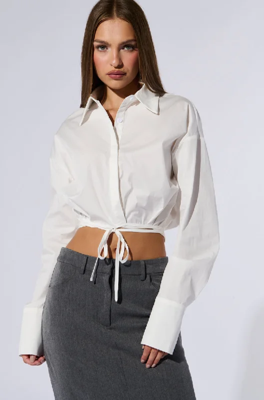 MINIMAL ELEGANCE BUTTON DOWN POPLIN SHIRT Chic Button-Up Short Shirt