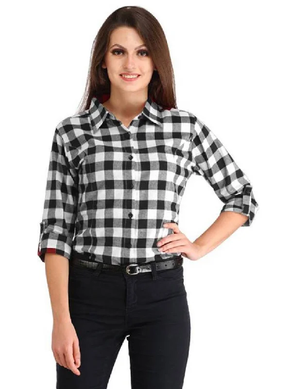 Multicoloured Checked Regular Fit Shirt Trendy Floral Print Tee