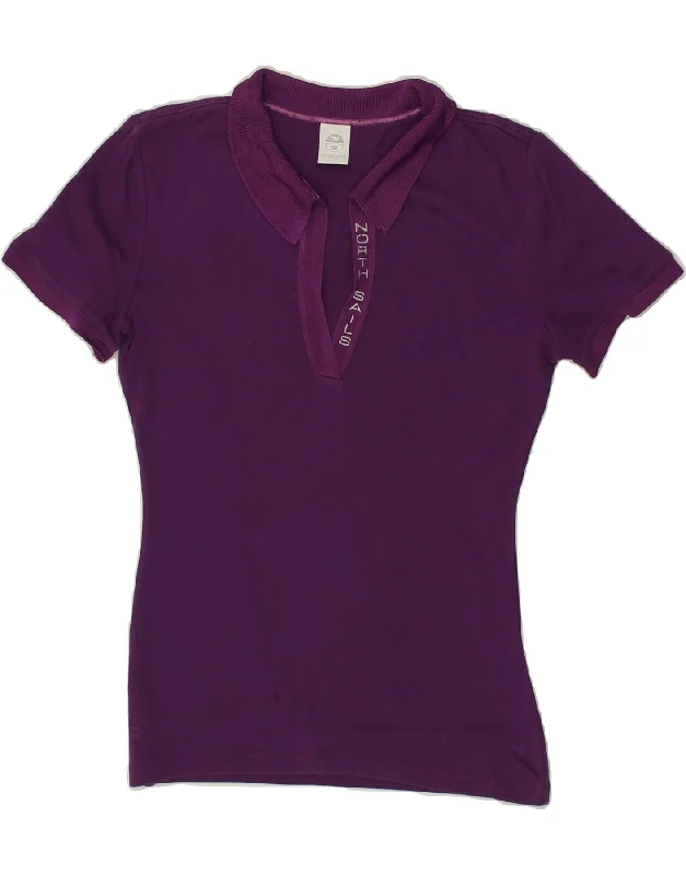 NORTH SAILS Womens Polo Shirt UK 14 Large Purple Cotton Elegant Button-Down Short Shirt NORTH SAILS Womens Polo Shirt UK 14 Large Purple Cotton Elegant Button-Down Short Shirt