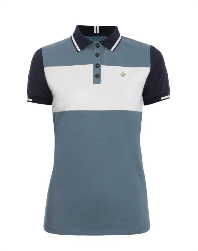 Pelosa Polo Shirt - Blue/White Trendy Short Sleeve Blouse