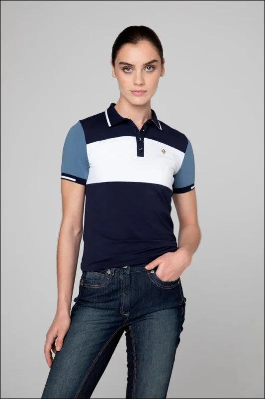 Pelosa Polo Shirt - Navy/White Casual Slouchy Short Sleeve