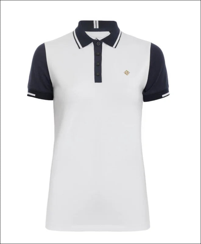 Pelosa Polo Shirt - White/Navy Cozy Knit Short Sleeve Top