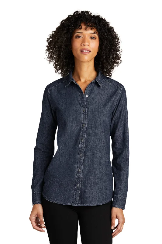 Port Authority Women's Long Sleeve Perfect Denim Shirt LW676 Classic V-Neck Short Shirt Port Authority Women's Long Sleeve Perfect Denim Shirt LW676 Classic V-Neck Short Shirt