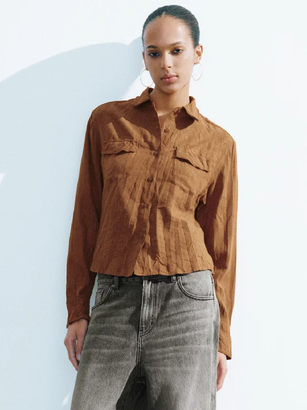 Regular Button Up Shirts Fashionable Sheer Short Shirt