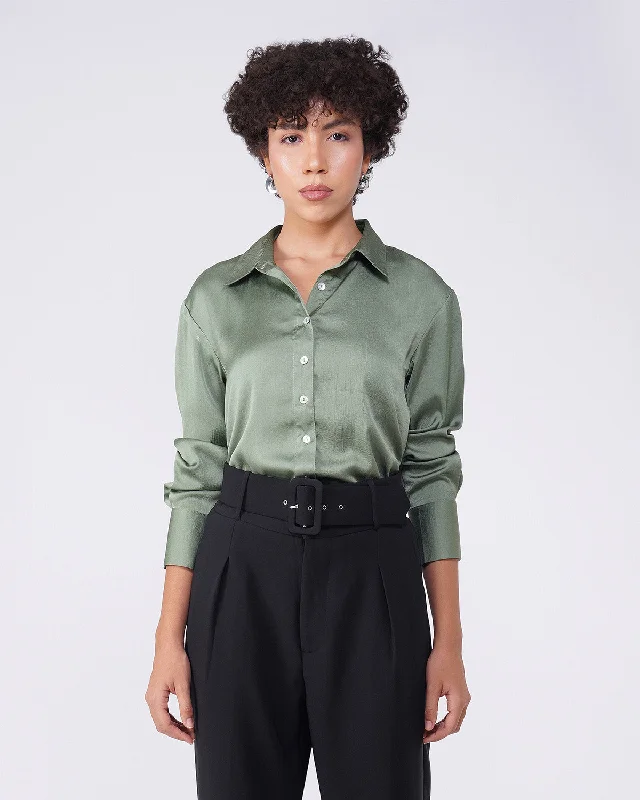 SOLID SATIN SHIRT Stylish Crew Neck Shirt