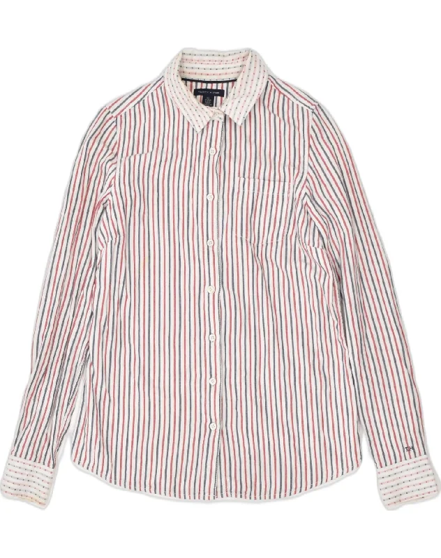 TOMMY HILFIGER Womens Shirt UK 6 XS White Striped Cotton Casual Slouchy Short Sleeve TOMMY HILFIGER Womens Shirt UK 6 XS White Striped Cotton Casual Slouchy Short Sleeve