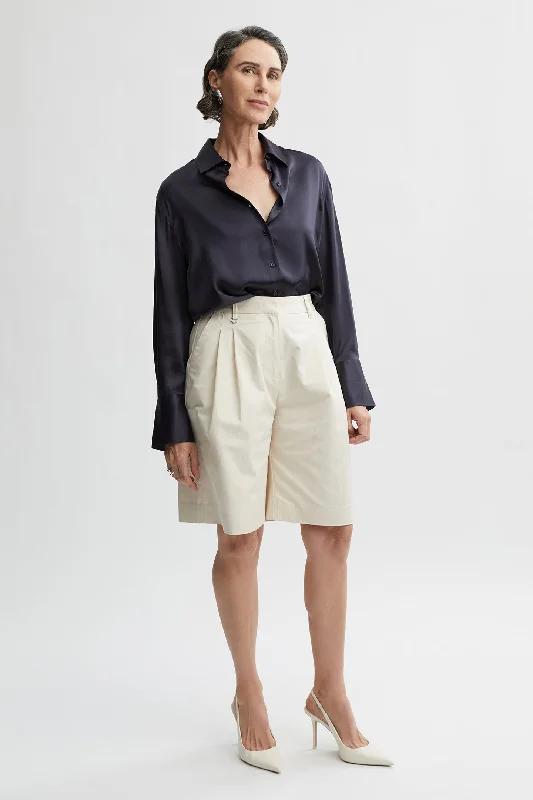 Vere Silk Shirt Elegant Draped Short Shirt