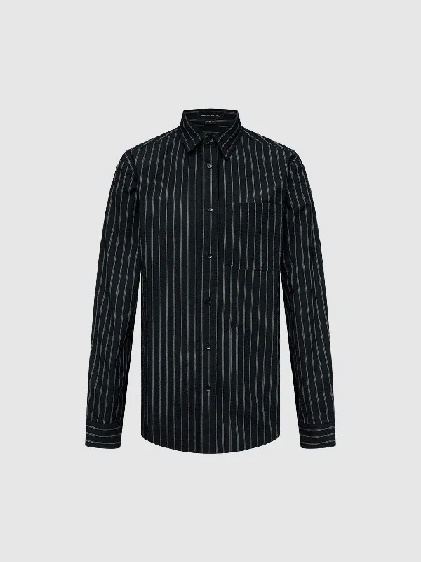 Vertical Stripe Shirts Modern Casual Short Sleeve