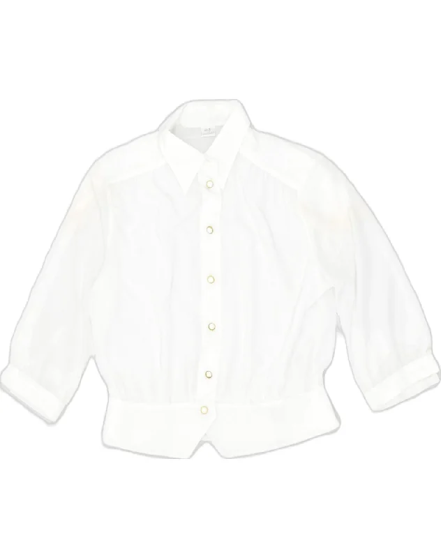 VINTAGE Womens Shirt Blouse EU 38 Medium White Polyester Chic Silk Short Sleeve Shirt VINTAGE Womens Shirt Blouse EU 38 Medium White Polyester Chic Silk Short Sleeve Shirt