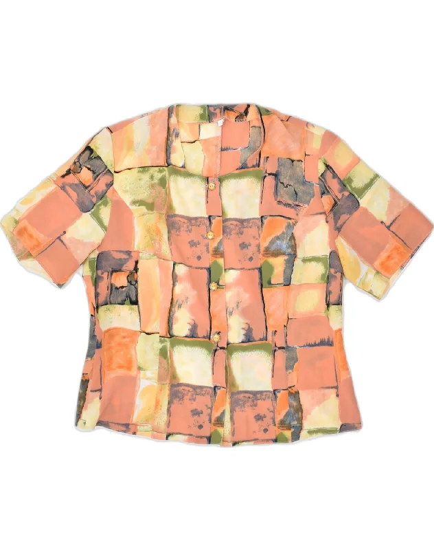 VINTAGE Womens Shirt Blouse EU 40 Medium Multicoloured Patchwork Viscose Relaxed Fit Short Shirt VINTAGE Womens Shirt Blouse EU 40 Medium Multicoloured Patchwork Viscose Relaxed Fit Short Shirt