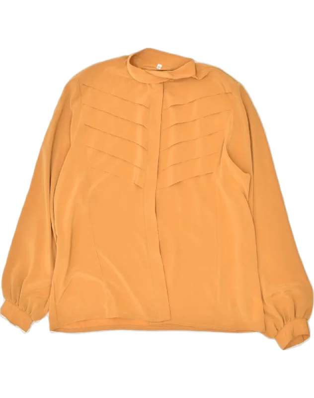 VINTAGE Womens Shirt Blouse IT 42 Medium Orange Polyester Trendy Summer Short Sleeve VINTAGE Womens Shirt Blouse IT 42 Medium Orange Polyester Trendy Summer Short Sleeve