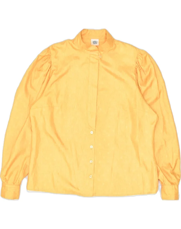 VINTAGE Womens Shirt Blouse IT 44 Medium Yellow Polyester Comfortable Short Sleeve Blouse VINTAGE Womens Shirt Blouse IT 44 Medium Yellow Polyester Comfortable Short Sleeve Blouse