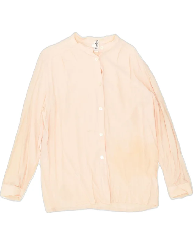 VINTAGE Womens Shirt Blouse IT 50 XL Beige Polyester Elegant Off-Shoulder Short Shirt VINTAGE Womens Shirt Blouse IT 50 XL Beige Polyester Elegant Off-Shoulder Short Shirt