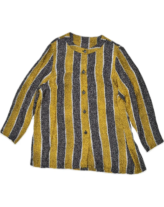 VINTAGE Womens Shirt Blouse UK 14 Large Multicoloured Striped Viscose Classic Casual Short Sleeve VINTAGE Womens Shirt Blouse UK 14 Large Multicoloured Striped Viscose Classic Casual Short Sleeve
