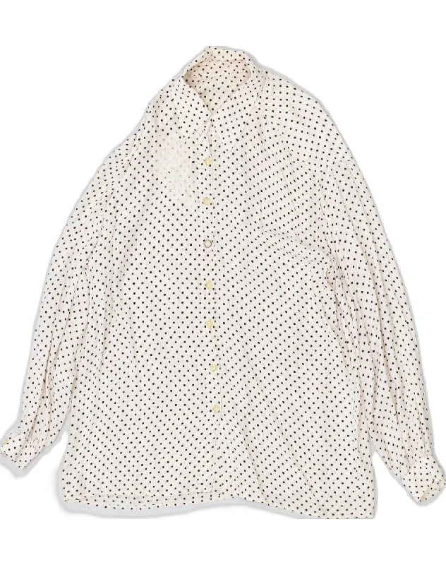VINTAGE Womens Shirt Blouse UK 16 Large White Polka Dot Polyester Stylish Short Sleeve Top VINTAGE Womens Shirt Blouse UK 16 Large White Polka Dot Polyester Stylish Short Sleeve Top