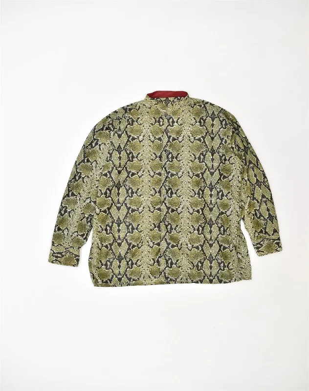 VINTAGE Womens Shirt Blouse UK 18 XL Green Animal Print Polyester Soft Cotton Short Tee VINTAGE Womens Shirt Blouse UK 18 XL Green Animal Print Polyester Soft Cotton Short Tee
