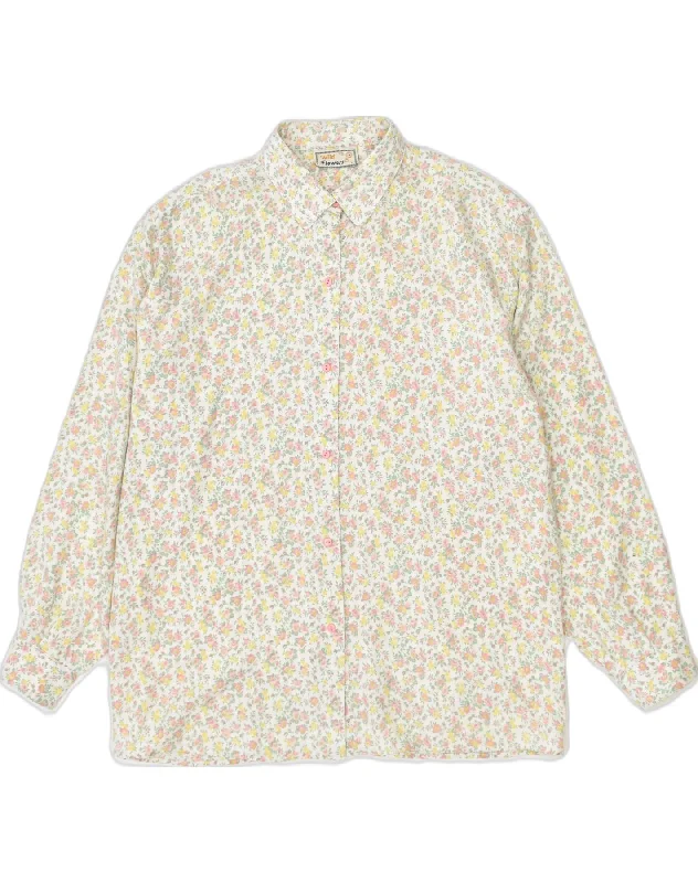 VINTAGE Womens Shirt UK 16 Large Multicoloured Floral Cotton Relaxed Fit Short Tunic VINTAGE Womens Shirt UK 16 Large Multicoloured Floral Cotton Relaxed Fit Short Tunic