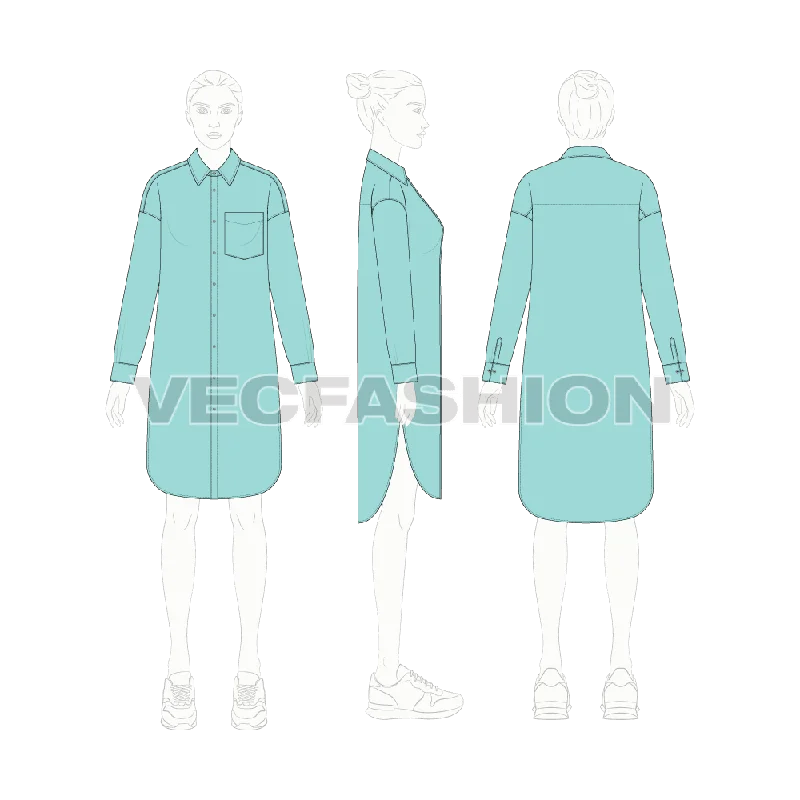 Women's Drop Shoulder Long Shirt Classic Basic Short Shirt