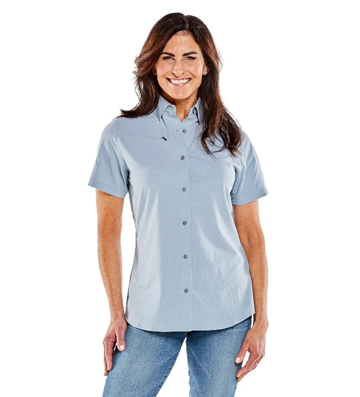 Women's Naturalist Woven Short Sleeve Shirt Relaxed Fit Short Blouse