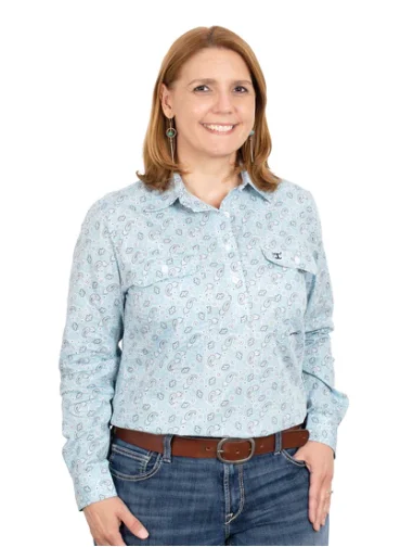 WWLS2326 Just Country Georgie Sky Paisley Workshirt Fashionable Sheer Short Shirt