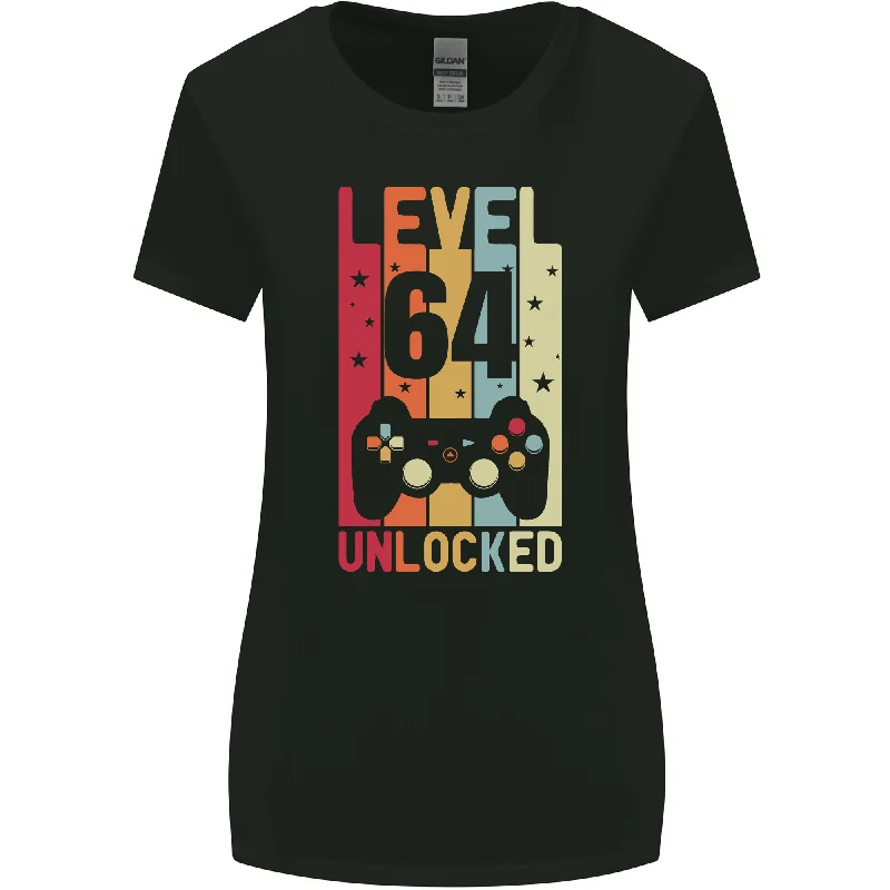 64th Birthday 64 Year Old Level Up Gaming Womens Wider Cut T-Shirt Welt Pockets Slit Pockets 64th Birthday 64 Year Old Level Up Gaming Womens Wider Cut T-Shirt Welt Pockets Slit Pockets
