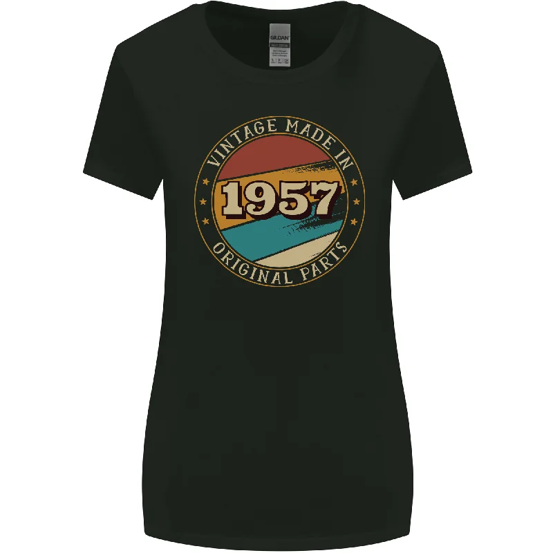 66th Birthday Vintage Made In 1957 Womens Wider Cut T-Shirt Welt Pockets Slit Pockets Flap Pockets 66th Birthday Vintage Made In 1957 Womens Wider Cut T-Shirt Welt Pockets Slit Pockets Flap Pockets