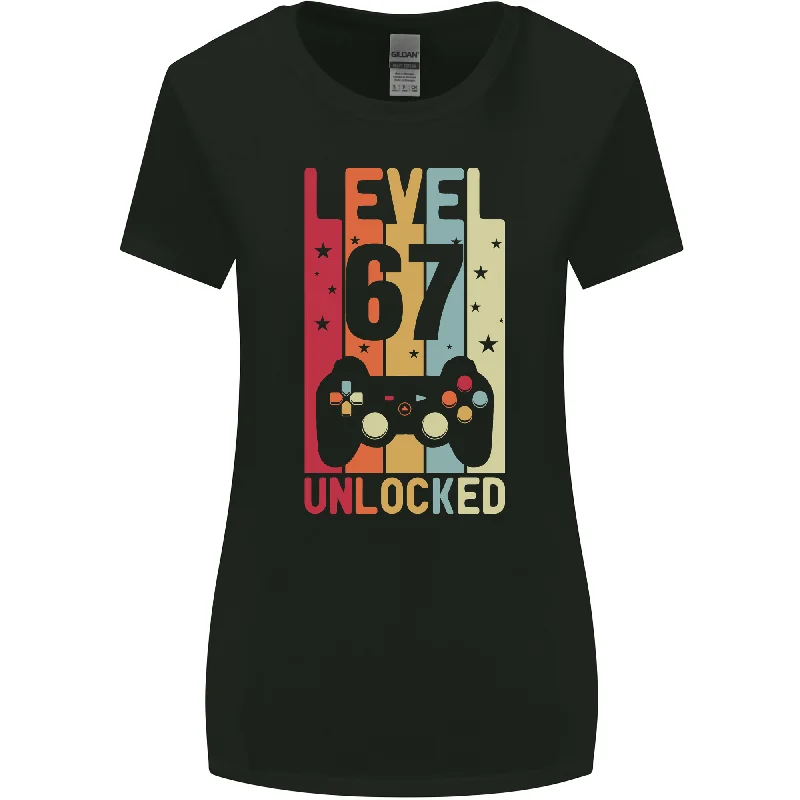 67th Birthday 67 Year Old Level Up Gaming Womens Wider Cut T-Shirt Wool Fabric Cashmere Fabric Tweed Fabric 67th Birthday 67 Year Old Level Up Gaming Womens Wider Cut T-Shirt Wool Fabric Cashmere Fabric Tweed Fabric