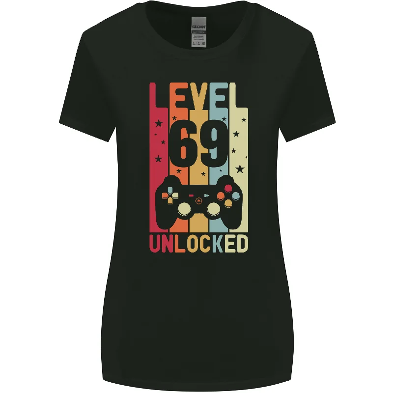69th Birthday 69 Year Old Level Up Gaming Womens Wider Cut T-Shirt Wool Fabric Cashmere Fabric Tweed Fabric 69th Birthday 69 Year Old Level Up Gaming Womens Wider Cut T-Shirt Wool Fabric Cashmere Fabric Tweed Fabric