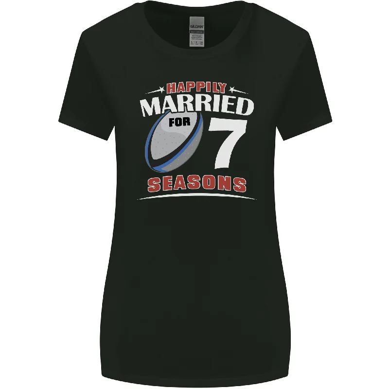7 Year Wedding Anniversary 7th Rugby Womens Wider Cut T-Shirt Graphic T-Shirt Round Neck Polyester 7 Year Wedding Anniversary 7th Rugby Womens Wider Cut T-Shirt Graphic T-Shirt Round Neck Polyester