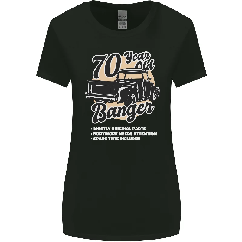 70 Year Old Banger Birthday 70th Year Old Womens Wider Cut T-Shirt Zippered Buttoned Snapped 70 Year Old Banger Birthday 70th Year Old Womens Wider Cut T-Shirt Zippered Buttoned Snapped