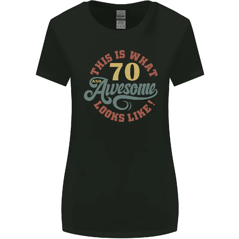 70th Birthday 70 Year Old Awesome Looks Like Womens Wider Cut T-Shirt Print Jacquard Patchwork 70th Birthday 70 Year Old Awesome Looks Like Womens Wider Cut T-Shirt Print Jacquard Patchwork