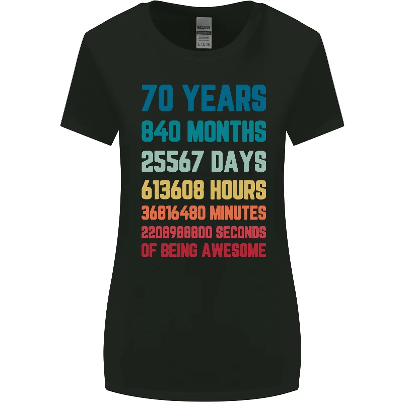 70th Birthday 70 Year Old Womens Wider Cut T-Shirt Basic T-Shirt Crew Neck Short Sleeve 70th Birthday 70 Year Old Womens Wider Cut T-Shirt Basic T-Shirt Crew Neck Short Sleeve