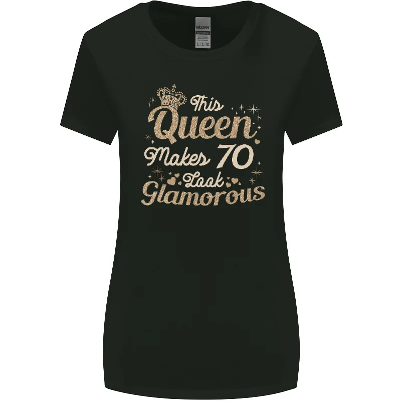 70th Birthday Queen Seventy Years Old 70 Womens Wider Cut T-Shirt Solid Print Embellished 70th Birthday Queen Seventy Years Old 70 Womens Wider Cut T-Shirt Solid Print Embellished