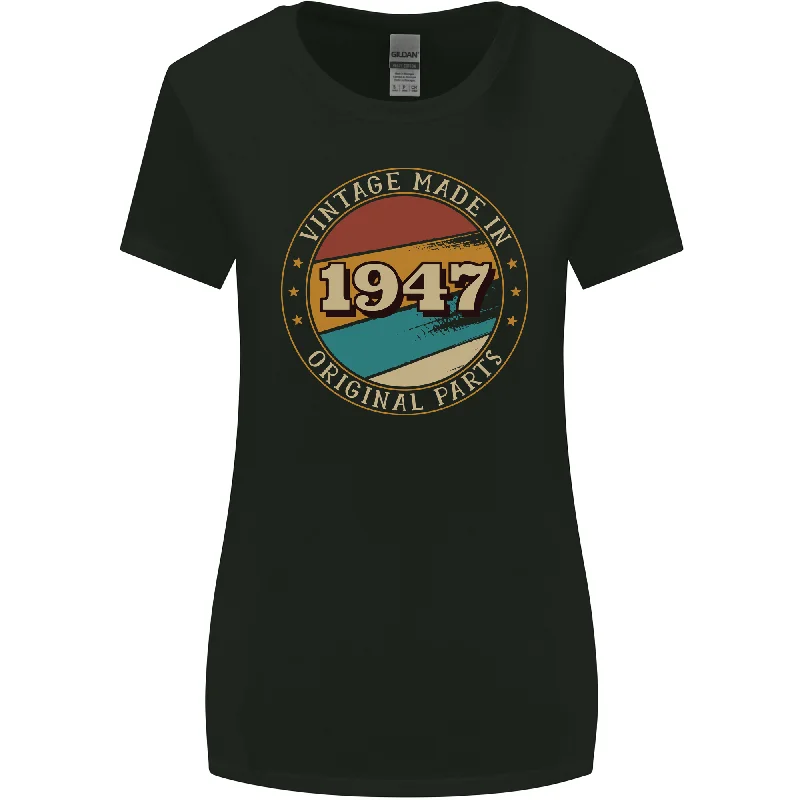 76th Birthday Vintage Made In 1947 Womens Wider Cut T-Shirt Mesh Blend Leather Blend Suede Blend 76th Birthday Vintage Made In 1947 Womens Wider Cut T-Shirt Mesh Blend Leather Blend Suede Blend