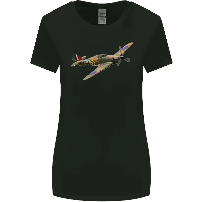 A Hawker Hurricane Flying Solo Womens Wider Cut T-Shirt Polka Dot Checkered Tartan