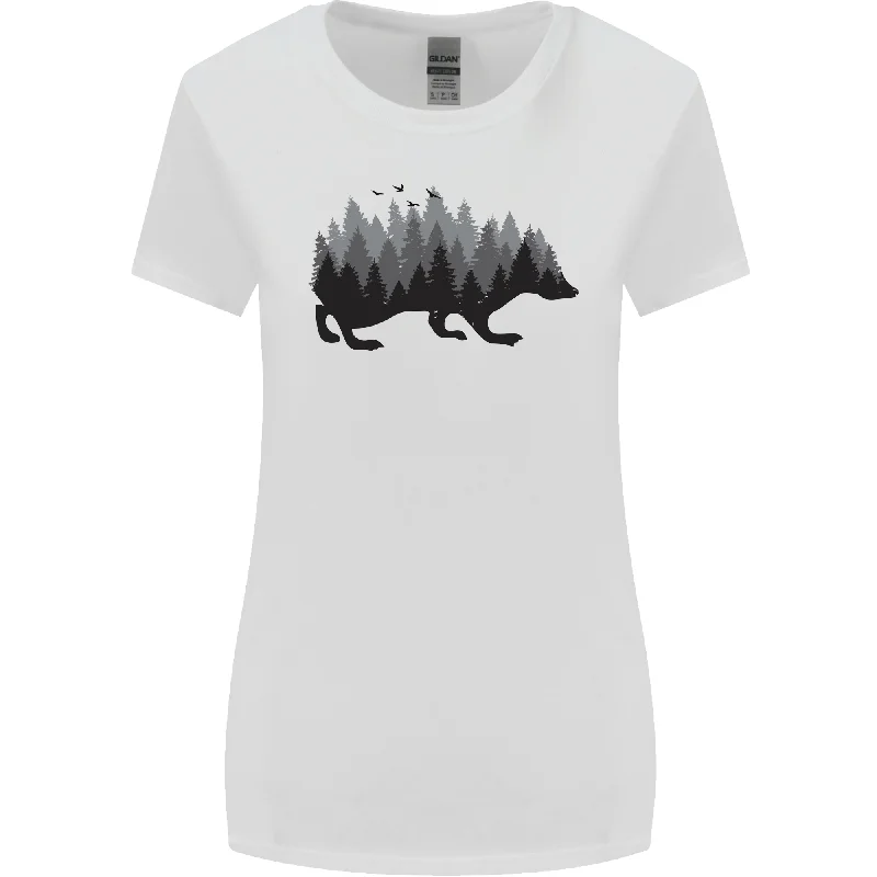 A Hedgehog Depicting a Forest Womens Wider Cut T-Shirt Modern Contemporary Chic