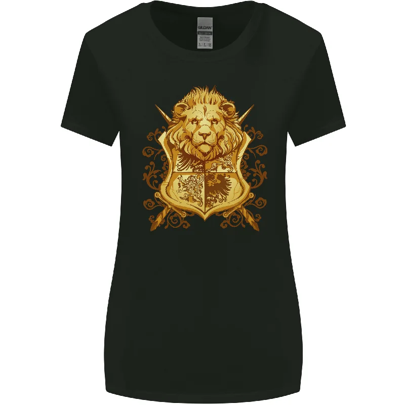 A Heraldic Lion Shield Coat of Arms Womens Wider Cut T-Shirt Jersey Fabric Tulle Fabric Batik Fabric