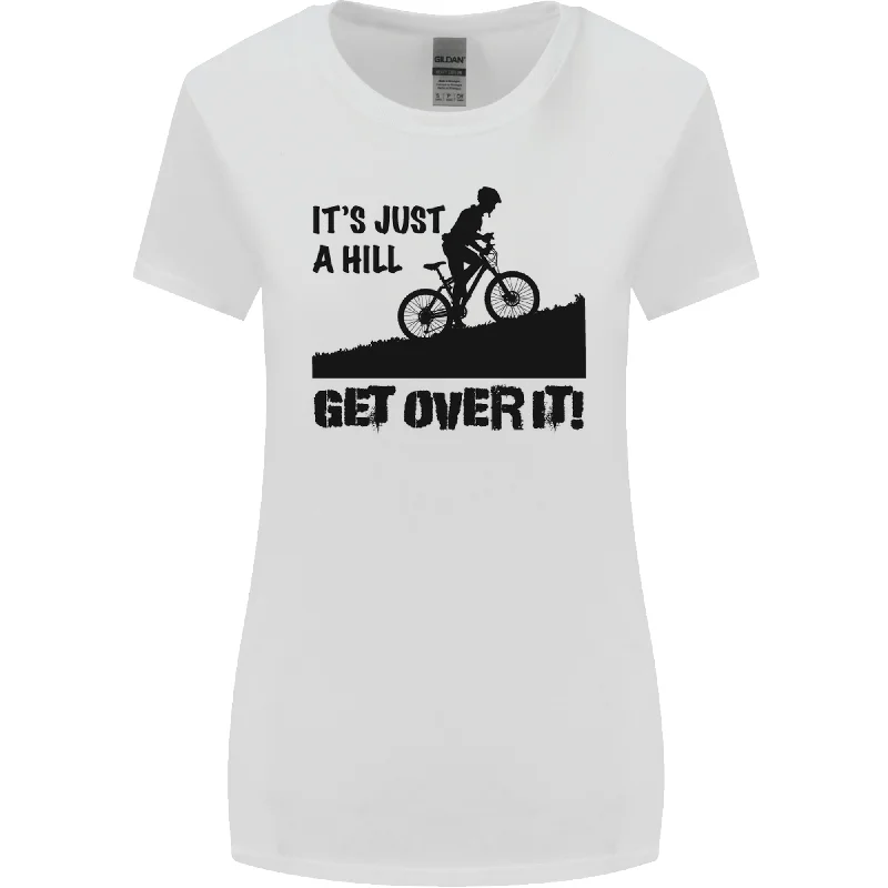 A Hill Get Over It Cycling Cyclist Funny Womens Wider Cut T-Shirt Hooded Caped Shawl Collar