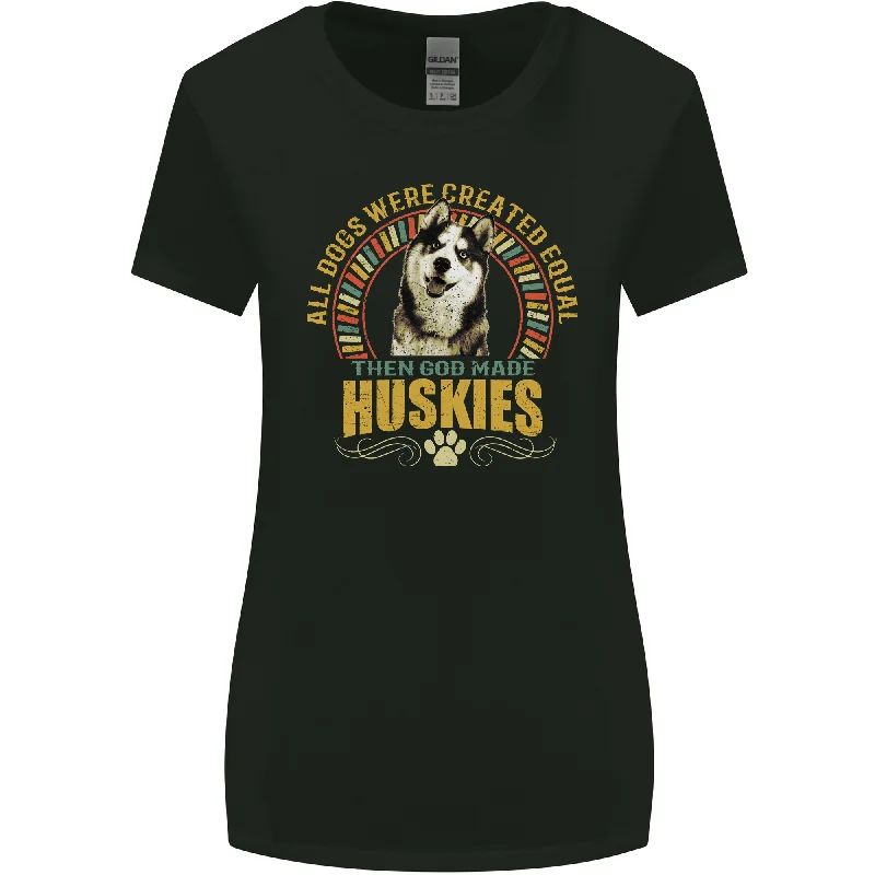 A Huskies Dog Womens Wider Cut T-Shirt Hooded Caped Shawl Collar