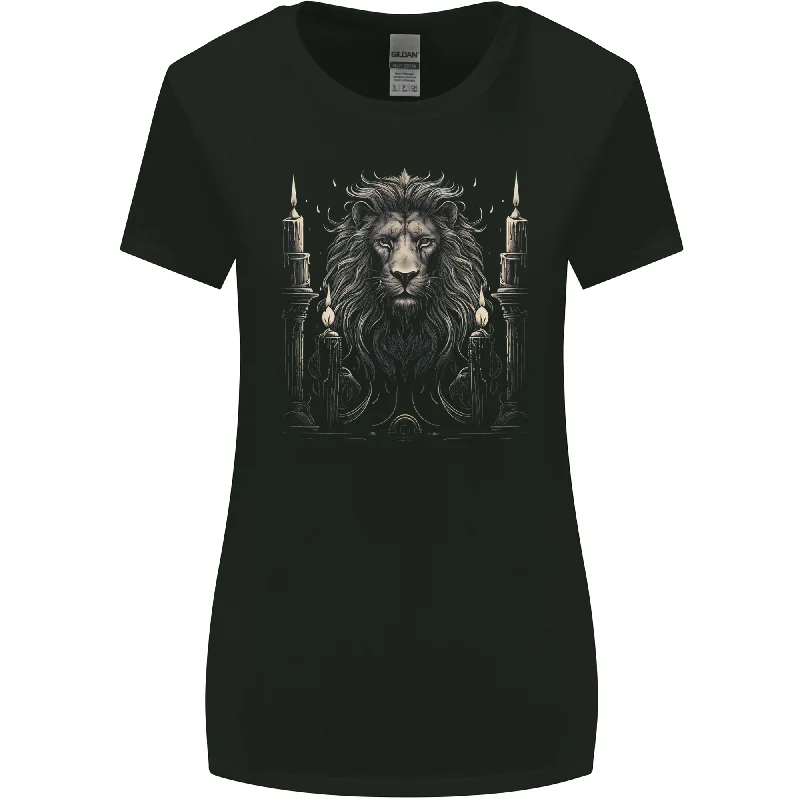 A Lion With Candles Womens Wider Cut T-Shirt Print Jacquard Patchwork