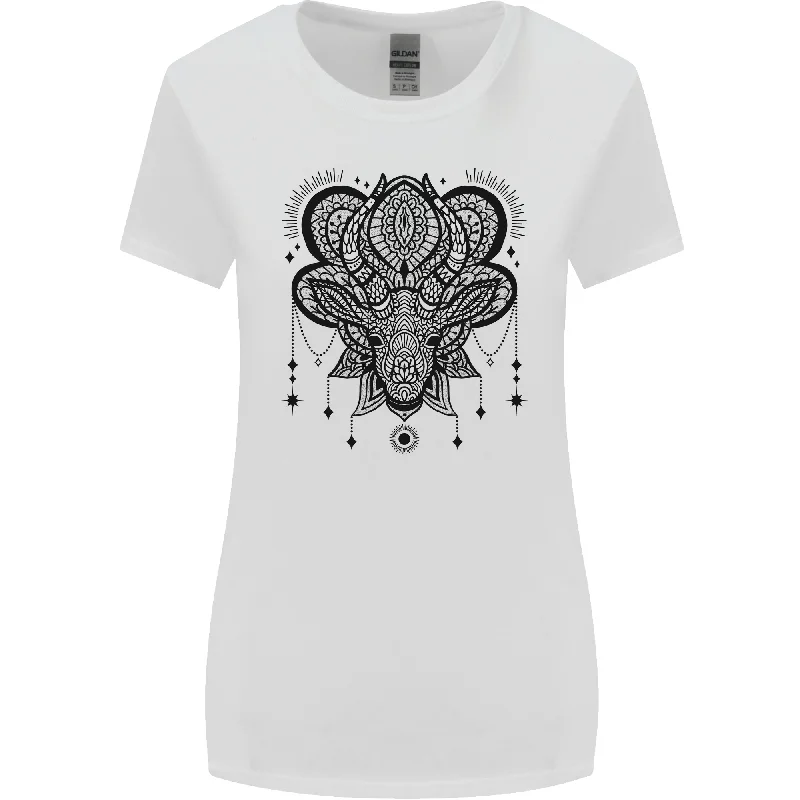 A Mandala Deer Womens Wider Cut T-Shirt Boxy Fit Fitted Loose