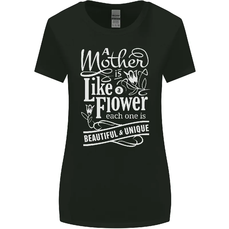 A Mother is Like a Flower Mum Mom Day Womens Wider Cut T-Shirt Zippered Front Buttoned Front Snap Front