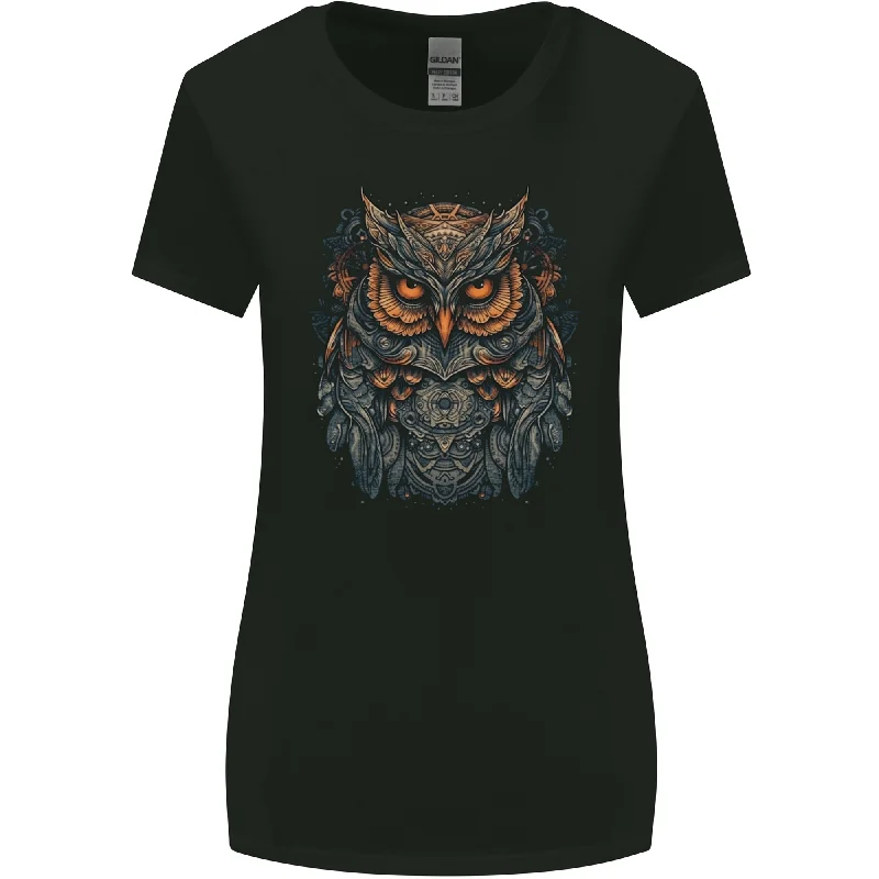 A Mythical Owl Fantasy Tribal Womens Wider Cut T-Shirt Seamless Knitted Crochet