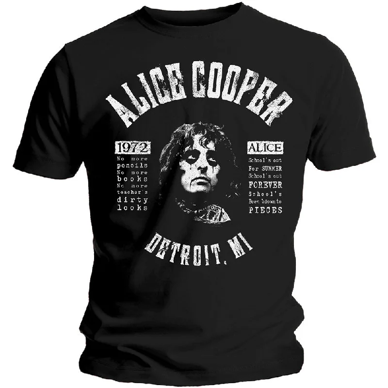 Alice Cooper | Official Band T-Shirt | School's Out Lyrics Basic T-Shirt Crew Neck Short Sleeve Alice Cooper | Official Band T-Shirt | School's Out Lyrics Basic T-Shirt Crew Neck Short Sleeve
