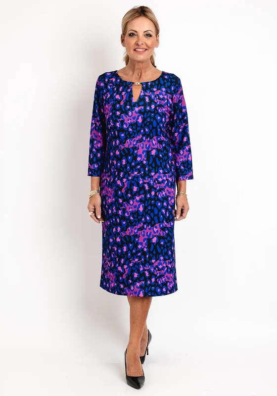 Avalon Zoe Leopard Print Cut-Out Neckline Midi Dress, Royal Purple Fashionable Skater Midi Dress Avalon Zoe Leopard Print Cut-Out Neckline Midi Dress, Royal Purple Fashionable Skater Midi Dress