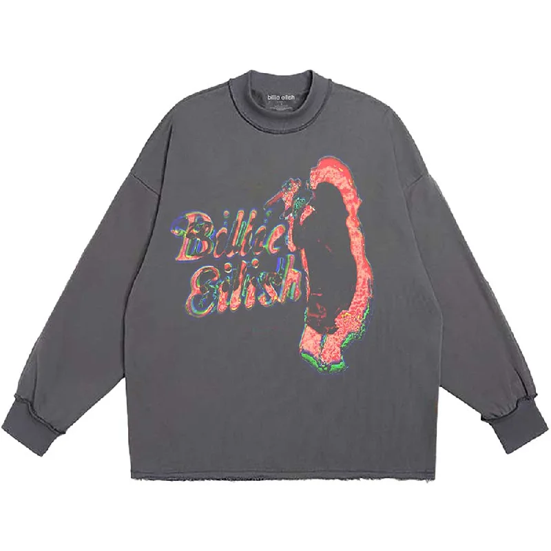 Billie Eilish Unisex Long Sleeve T-Shirt: Neon Logo Ribbed T-Shirt High Neck Heavyweight Billie Eilish Unisex Long Sleeve T-Shirt: Neon Logo Ribbed T-Shirt High Neck Heavyweight