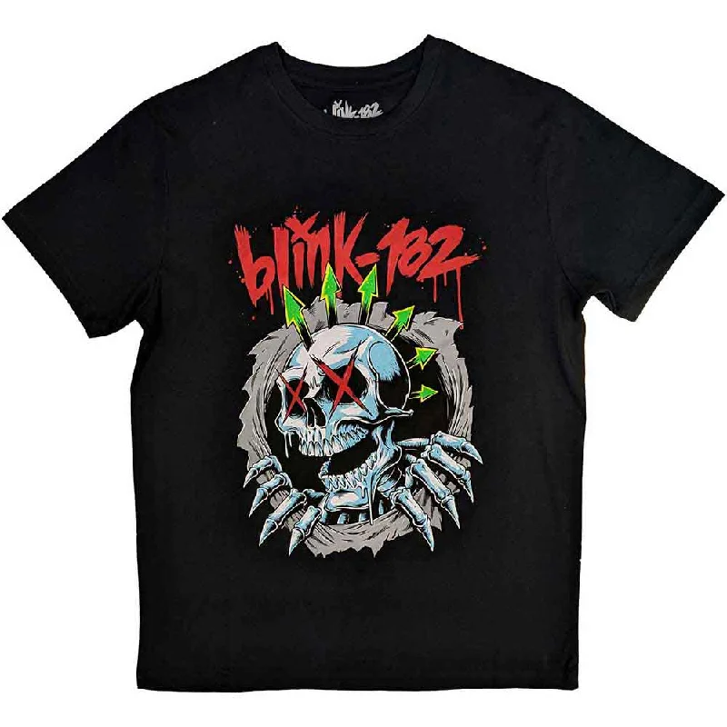 Blink-182 | Official Band T-Shirt | Six Arrow Skull Zippered Front Buttoned Front Snap Front